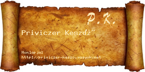 Priviczer Kesző névjegykártya